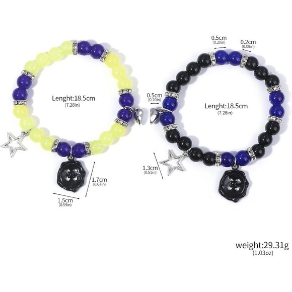 Couple Friendship Bracelets Glass Bead Elastic Cord Gift Accessories - Picture 2 of 7